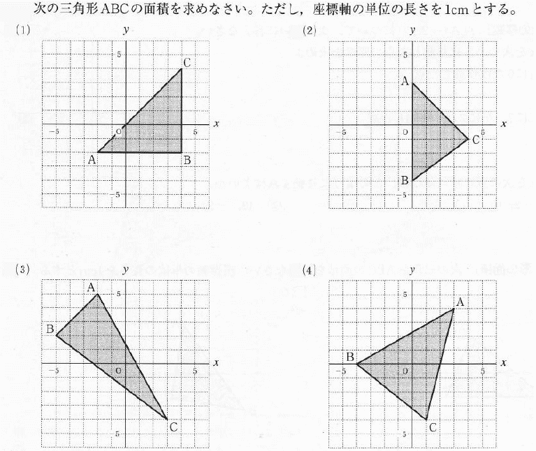 座標平面上での三角形の面積の求め方【中学１年数学】 
