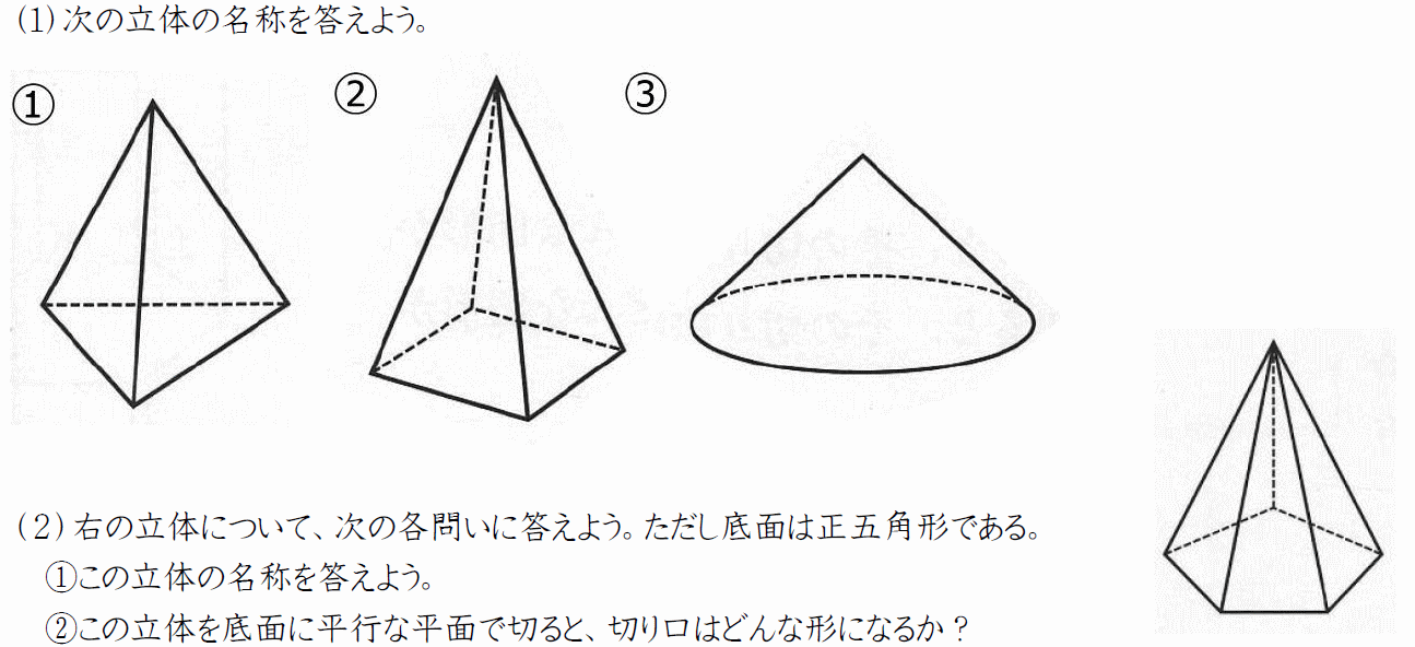 角錐や円錐とは？切り口の形【中学１年数学】 